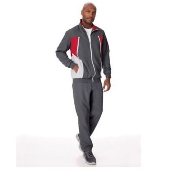 JOHN BLAIR Mens 2XL Tracksuit Set Gray Red White training jogging Full Zip new - Picture 1 of 1